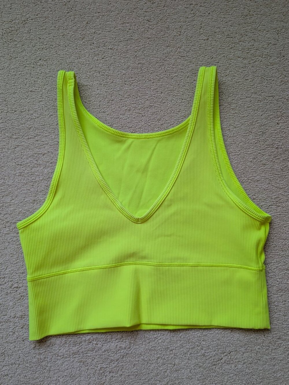 Lululemon Women's 10 Power Pivot Ribbed Tank Top Highlight Yellow Crop Yoga Run